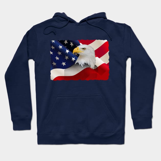 USA Flag with Bald Eagle Hoodie by vladocar